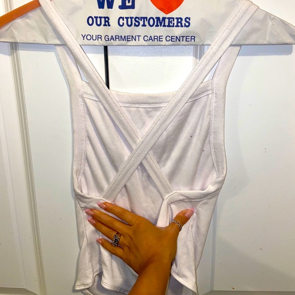 White tank bodysuit with open crisscross back - Picture 1 of 3